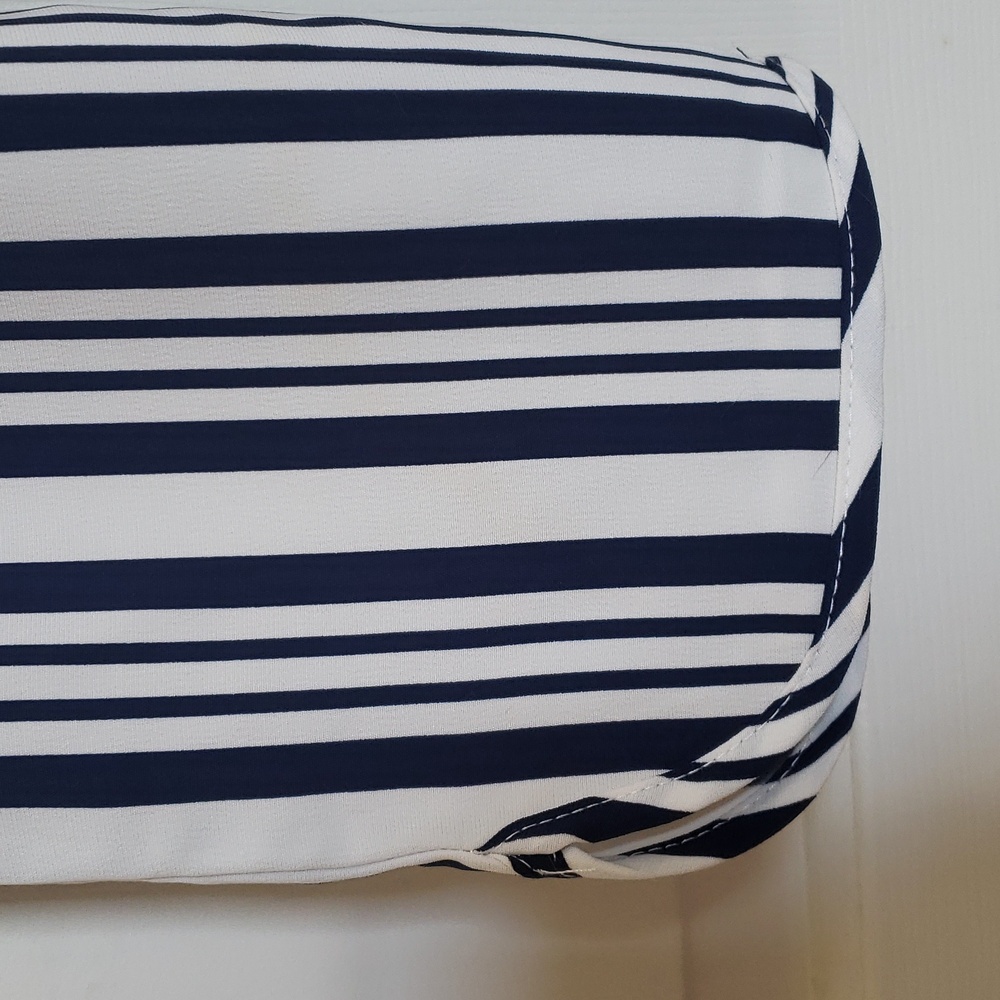 ZARA TRF Striped Paperbag Waist Pants Navy White Drawstring Crop XS - Picture 8 of 12